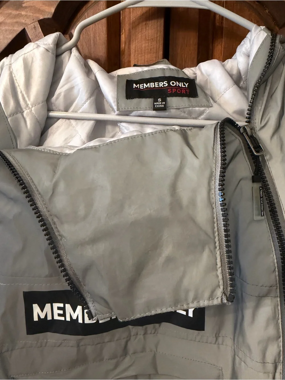 Members Only Light Gray Windbreaker Anorak with Patch